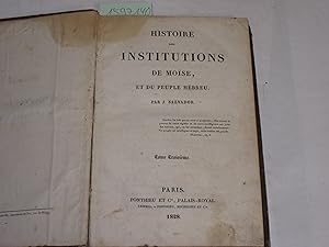 Bild des Verkufers fr Histoire des Institutions de Moise et du Peuple Hbreu. Tome Troisieme zum Verkauf von Der-Philo-soph