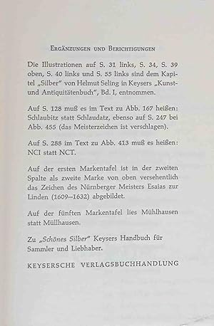 Schönes Silber : Keysers Handbuch f. Sammler u. Liebhaber. Keysers Handübher für Kunst- und Antiq...