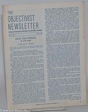 Seller image for The Objectivist Newsletter: Vol. 2, No. 6, June, 1963 for sale by Bolerium Books Inc.