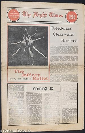 Bild des Verkufers fr The Night Times: the entertainment weekly for Berkeley and the Bay, vol. 1, no. 1, September 1, 1971; Creedence Clearwater Revived zum Verkauf von Bolerium Books Inc.