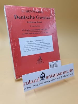 Bild des Verkufers fr Deutsche Gesetze Ergnzungsband 42. Ergnzungslieferung: Rechtsstand: Mrz 2014 zum Verkauf von Roland Antiquariat UG haftungsbeschrnkt