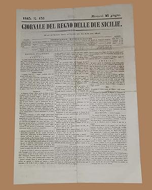 Giornale del Regno delle Due Sicilie 21 Giugno 1843 Napoli Avella Ferdinando II