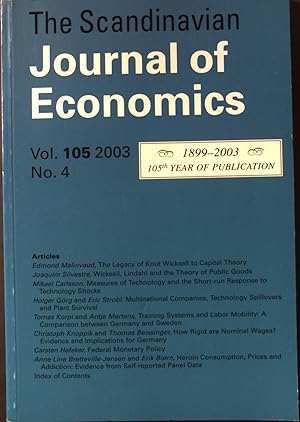 Seller image for The Legacy of Knut Wicksell to capital Theory - in: The Scandinavian Journal of Economics: Vol. 105, No. 4 2003 for sale by books4less (Versandantiquariat Petra Gros GmbH & Co. KG)