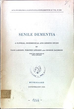 Imagen del vendedor de Senile Dementia. A Clinical, Sociomedical and Genetic Study; Acta Psychiatrica Scandinavica Supplementum 167 Vol. 39; a la venta por books4less (Versandantiquariat Petra Gros GmbH & Co. KG)