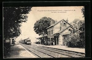 Ansichtskarte Nogent-sur-Vermisson, La Gare, vue intérieure, Bahnhof mit Eisenbahn