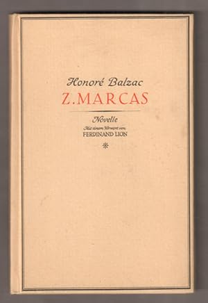 Imagen del vendedor de Z. Marcas. Novelle. Mit einem Vorwort von Ferdinand Lion. (= Geschenkband des Europaverlags/Verlag Oprecht.) a la venta por Antiquariat Neue Kritik