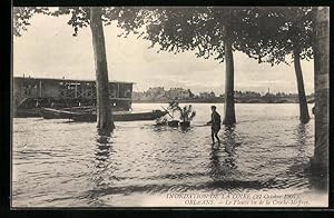 Ansichtskarte Orléans, Inondation de la Loire 1907, La Fleuve, Hochwasser
