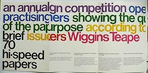 Bild des Verkufers fr An annual 1970 graphic design competition open to practising and student designers showing the qualities of the paper for a particular purpose according to the brief issued by the papermakers Wiggins Teape 70 hi-speed papers. Brochure for a prize competition. (1969). zum Verkauf von Roe and Moore