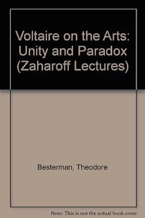 Immagine del venditore per Voltaire on the Arts: Unity and Paradox (Zaharoff Lectures) venduto da WeBuyBooks