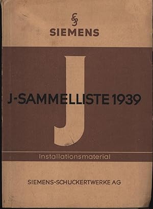 J-Sammelliste 1939,Installationsmaterial,