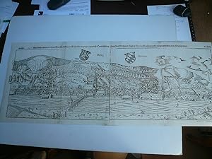 Heidelberg, anno 1550, sehr grosser Holzschnitt., Sebastian Münster Ältestes Panorama der Stadt H...
