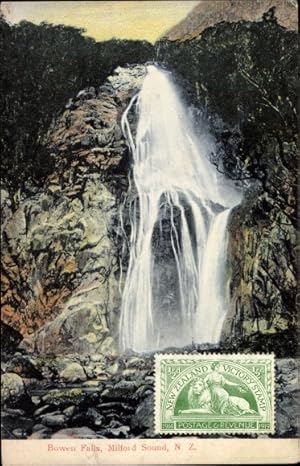 Ansichtskarte / Postkarte Neuseeland New Zealand, Milford Sound, Bowen Falls, Wasserfall