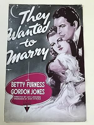 Bild des Verkufers fr They Wanted to Marry 1937 Pressbook Betty Furness, Gordon Jones, E.E. Clive zum Verkauf von AcornBooksNH