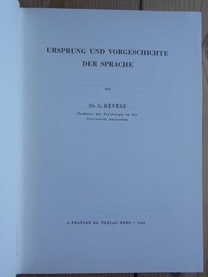 Bild des Verkufers fr Ursprung und Vorgeschichte der Sprache. zum Verkauf von Antiquariat Rohde