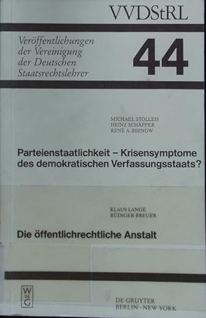 Seller image for Parteienstaatlichkeit - Krisensymptome des demokratischen Verfassungsstaats. . in Freiburg i. Ue/CH vom 2. bis 5. Oktober 1985. for sale by Antiquariat Bookfarm