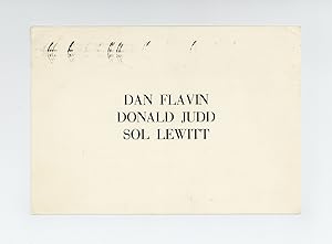 Exhibition postcard: Dan Flavin, Donald Judd, Sol LeWitt (opens 11 June 1974)