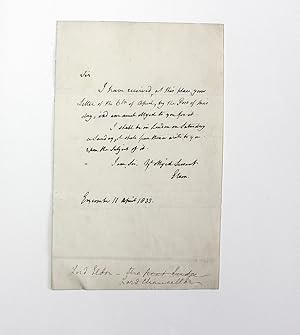 Imagen del vendedor de An Original Hand Written Letter by John Scott, 1st Earl of Eldon a la venta por Lasting Words Ltd