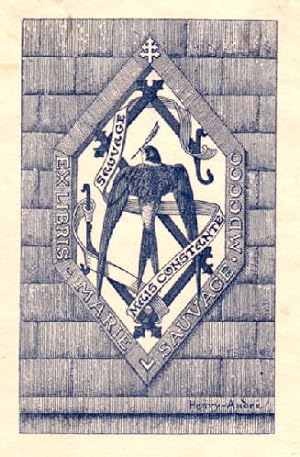 Bild des Verkufers fr Exlibris fr Marie Sauvage. Klischedruck von Henry Andr. zum Verkauf von Antiquariat Heinz Tessin