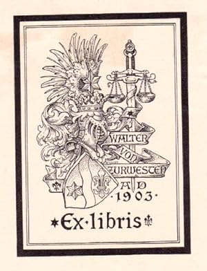 Seller image for Exlibris fr Walter von Zur Westen. Klischedruck von Paul Voigt. for sale by Antiquariat Heinz Tessin