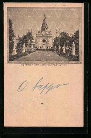 Ansichtskarte Ganzsache Bayern: Nürnberg, Bayerische Landesausstellung 1896, Blick auf das Indust...