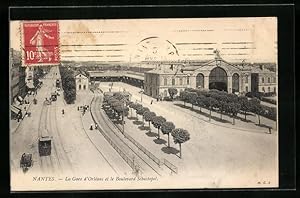 Ansichtskarte Nantes, La gare d`Orléans et les Boulevard Sébastopol, Bahnhof
