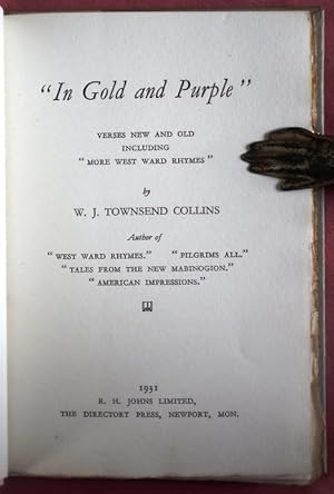 Imagen del vendedor de In Gold and Purple'. Verses New and Old Including 'More West Ward Rhymes'. a la venta por Patrick Pollak Rare Books ABA ILAB
