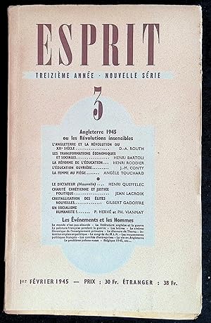Immagine del venditore per Esprit n107, 1er fvrier 1945 - Angleterre 1945 ou les Rvolutions insensibles venduto da LibrairieLaLettre2