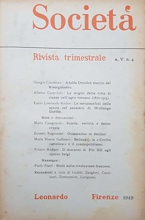 Società. Rivista trimestrale. a.V n.4 (Dicembre)