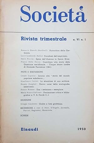 Società. Rivista trimestrale a. VI n.1