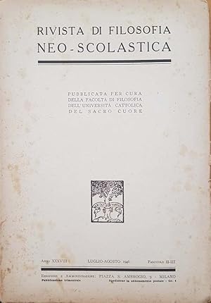 Rivista di filosofia neo-scolastica. Luglio-agosto 1946, Fascicolo II-III