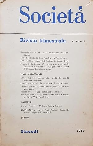 Società. Rivista trimestrale a. VI n.1 (Marzo)