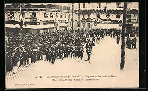 Ansichtskarte Nantes, Manifestations du 14 Juin 1903, Bagarre entre manifestants, place Saint-Pie...