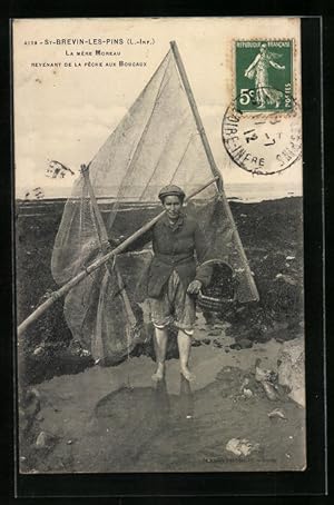 Ansichtskarte St-Brevin-les-Pins, La Mére Moreau, Revenant de la Pêche aux Bocaux, Krebsfischer