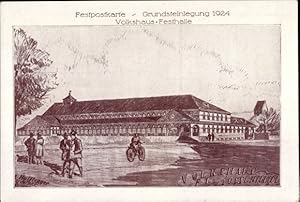 Künstler Ansichtskarte / Postkarte Sossenheim Frankfurt am Main. Volkshaus-Festhalle, Grundsteinl...