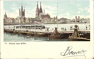 Bild des Verkufers fr Ansichtskarte / Postkarte Kln am Rhein, Teilansicht, Brcken, Dom, Schiff zum Verkauf von akpool GmbH