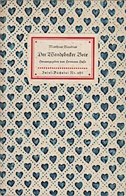 Imagen del vendedor de Der Wandsbecker Bote : Eine Ausw. aus d. Werken. Hrsg. von Hermann Hesse / Insel-Bcherei ; Nr. 186 a la venta por Schrmann und Kiewning GbR
