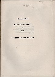 Ergänzungsheft 2 zum Idiotikon von Hessen. Nachdruck. [ungebunden].