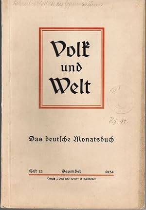 Bild des Verkufers fr Volk und Welt. Das deutsche Monatsbuch; Heft 12, Dezember 1934 zum Verkauf von Schrmann und Kiewning GbR