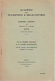 Bild des Verkufers fr Exlibris Daniel Schlumberger ; In : Acadmie des inscriptions et belles-lettres. Comptes rendus des sances de l anne 1972 Janiver - Mars: De la pense grecque a la pense bouddhique. zum Verkauf von Schrmann und Kiewning GbR