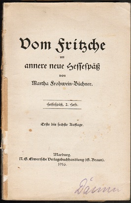 Bild des Verkufers fr Vom Fritzsche un annere neue Hessesp (= Hessesp, 2. Heft) zum Verkauf von Schrmann und Kiewning GbR