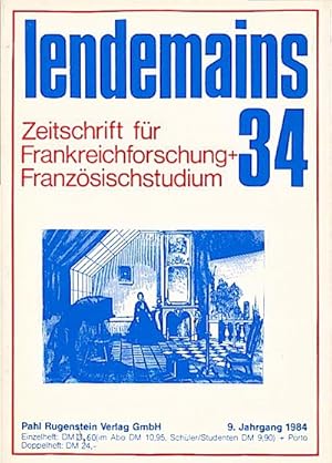 Image du vendeur pour lendemains : Zeitschrift fr Frankreichforschung + Franzsischstudium; 9. Jahrgang 1984, Heft 34. Schwerpunkt: Photographie und Literatur mis en vente par Schrmann und Kiewning GbR