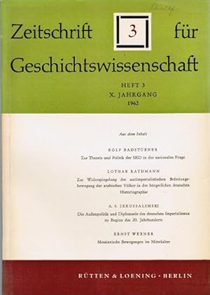 Bild des Verkufers fr Zeitschrift fr Geschichtswissenschaft. Heft 3, X. Jahrgang, 1962. zum Verkauf von Schrmann und Kiewning GbR