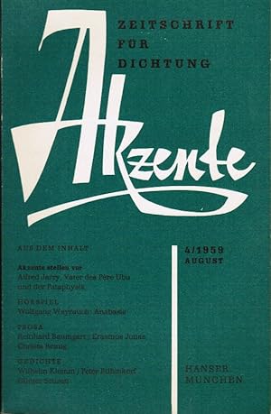 Seller image for Akzente. Zeitschrift für Dichtung; Jg. 1959, Heft 4. for sale by Schürmann und Kiewning GbR
