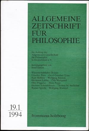 Bild des Verkufers fr Allgemeine Zeitschrift fr Philosophie ; Heft 19.1 (1994) zum Verkauf von Schrmann und Kiewning GbR