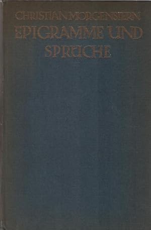 Image du vendeur pour Epigramme und Sprche. Christian Morgenstern. [Hrsg. v. Margareta Morgenstern] mis en vente par Schrmann und Kiewning GbR