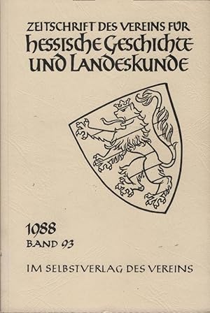 Bild des Verkufers fr Zeitschrift des Vereins fr hessische Geschichte und Landeskunde; Band 93. Verein fr hessische Geschichte und Landeskunde e.V. (Hrsg.). zum Verkauf von Schrmann und Kiewning GbR