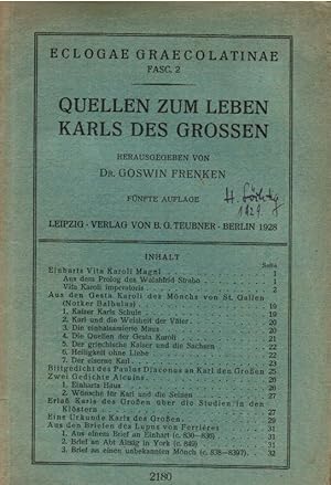 Quellen zum Leben Karls des Großen / Eclogae Graecolatinae, Fasc. 2
