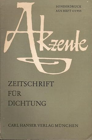 Bild des Verkufers fr Akzente. Zeitschrift fr Dichtung; Sonderdruck aus Heft 4/ 1955. zum Verkauf von Schrmann und Kiewning GbR