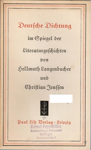 Bild des Verkufers fr Deutsche Dichtung im Spiegel der Literaturgeschichten. zum Verkauf von Schrmann und Kiewning GbR