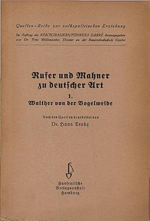 Image du vendeur pour Walther von der Vogelweide : Nach d. Quellen / bearb. Hans Teske mis en vente par Schrmann und Kiewning GbR